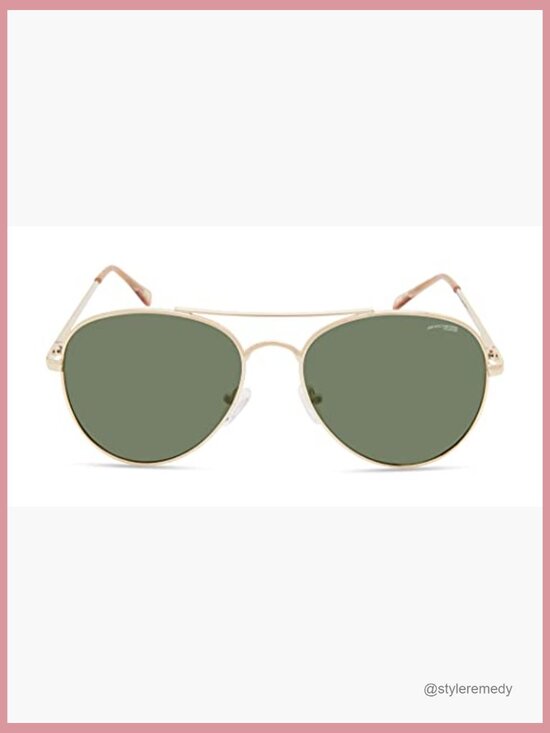 Metal Pilot Sunglasses with Green Polarized Lens